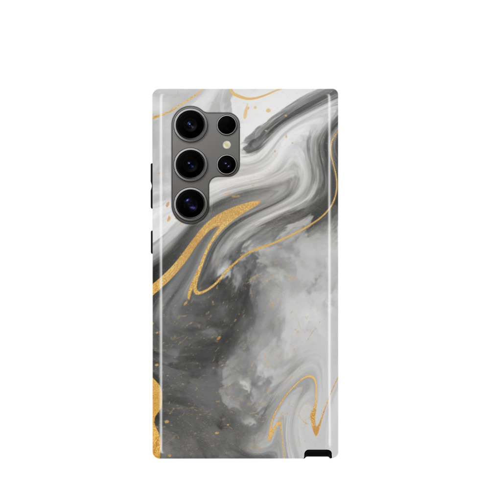 Samsung Galaxy S24 Ultra Hybrid (Kunststoff / Gummi) Hülle Marmor Marble 13 - Schwarz