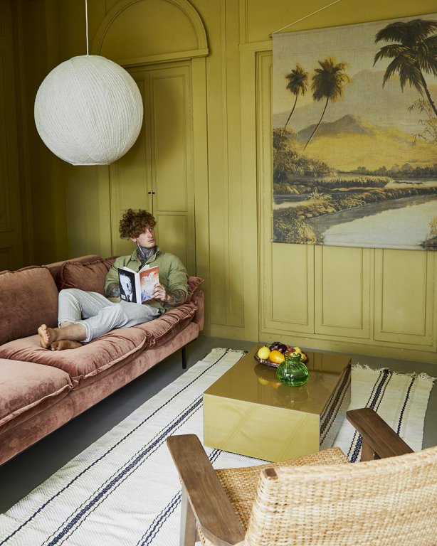 HKliving Retro bank 4-zits beige