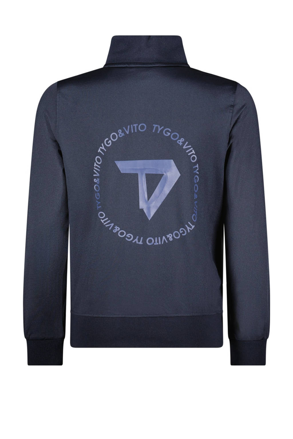 TYGO & vito sweatvest Duko met backprint donkerblauw