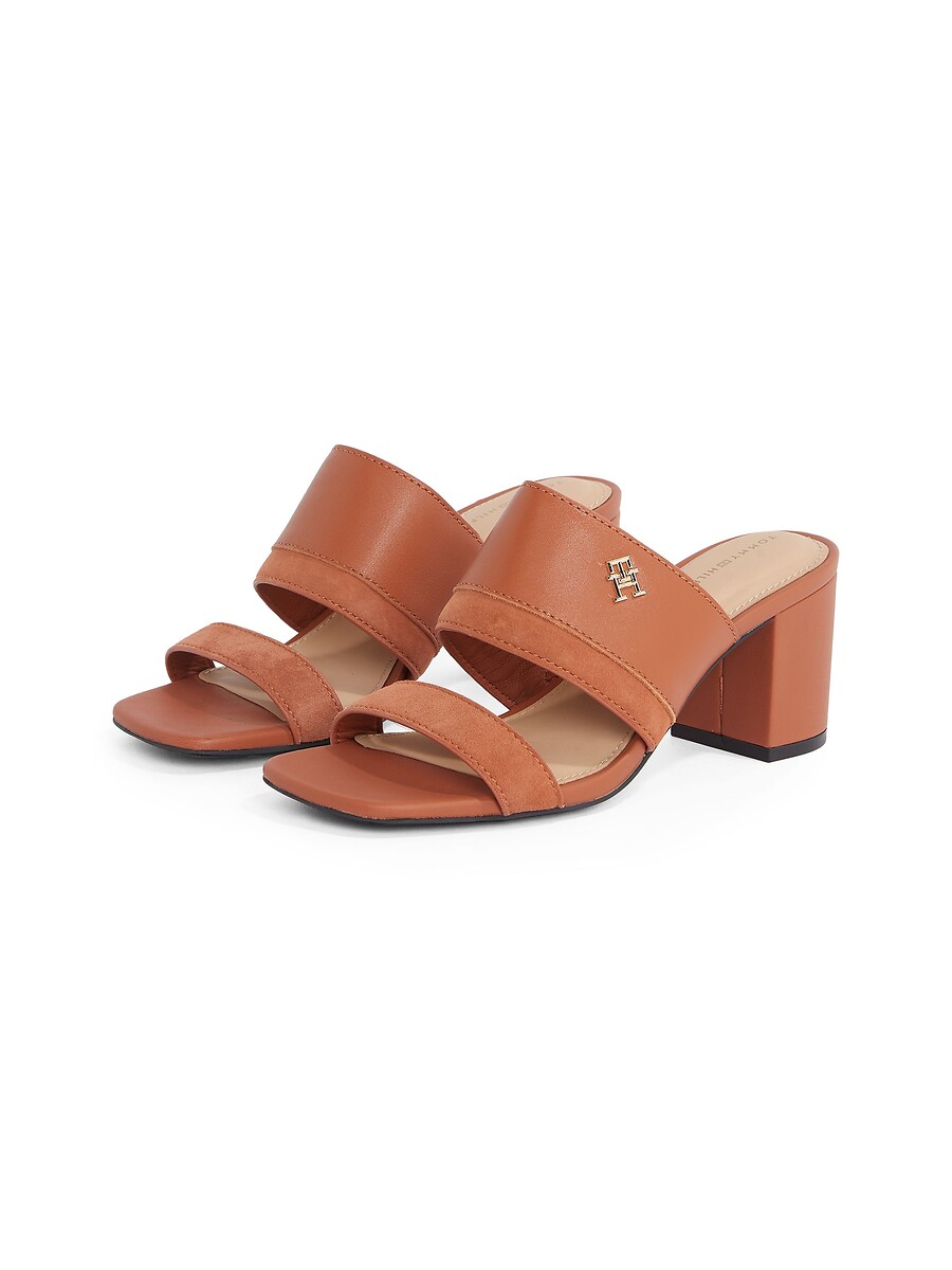 TOMMY HILFIGER<br>Mules de salto alto, em couro