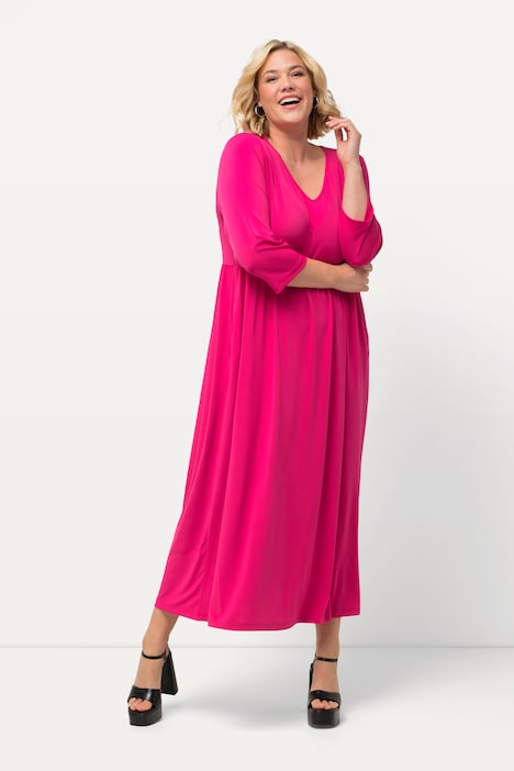 Jerseykleid, A-Linie, V-Ausschnitt, 3/4-Arm, Taschen