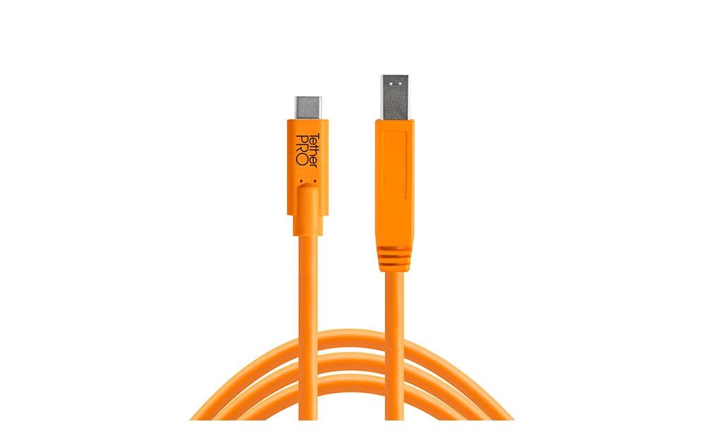 Kabel TetherPro USB-C zu USB 3.0 Male B, 4.6 m OrangeUSB-C zu USB-B 3.0 Anschlusskabel