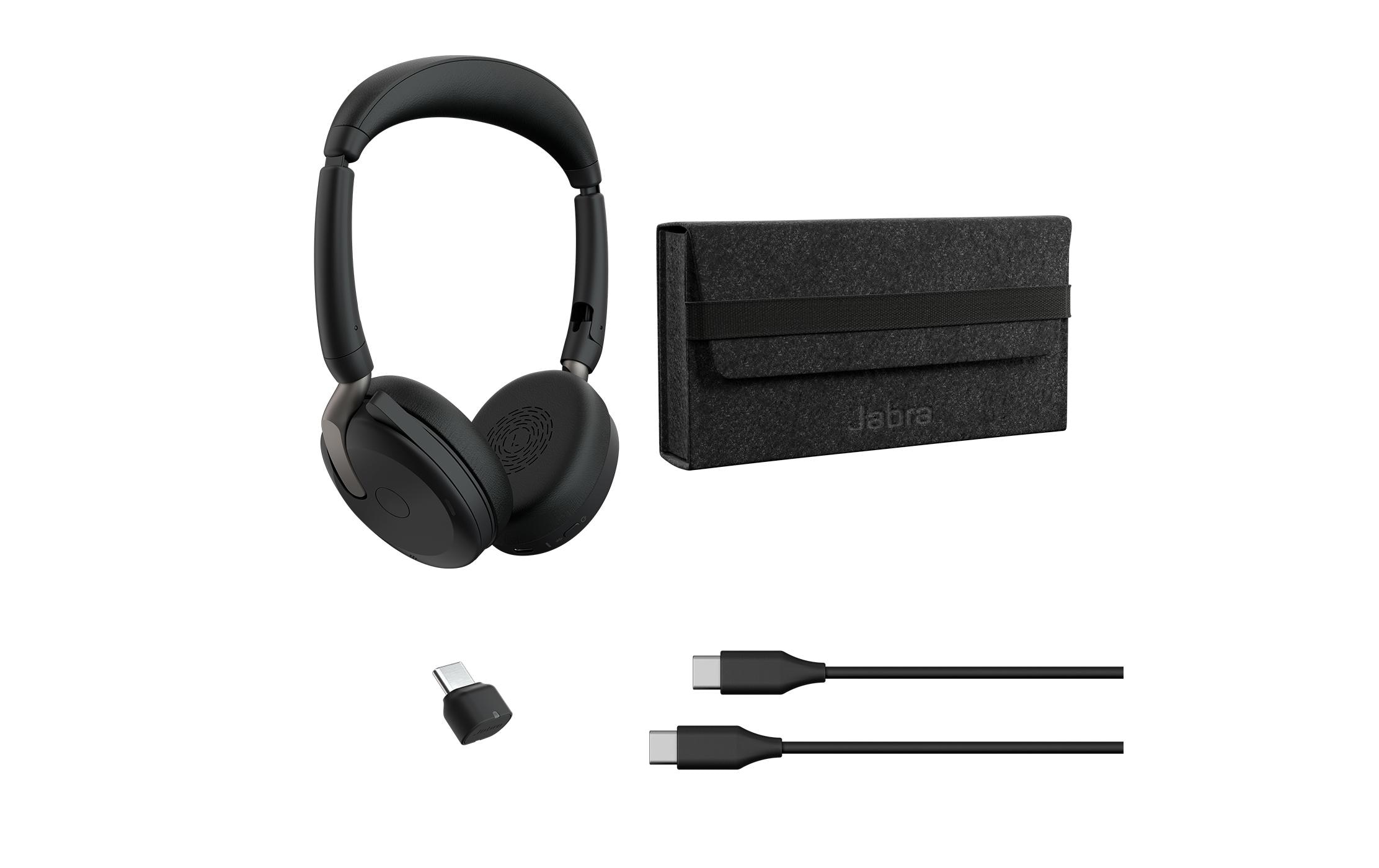Headset Evolve2 65 Flex Duo UC, USB-C<br>Ultrakompaktes professionelles Headset für unterwegs mit der besten aktiven Geräuschunterdrückung seiner Klasse