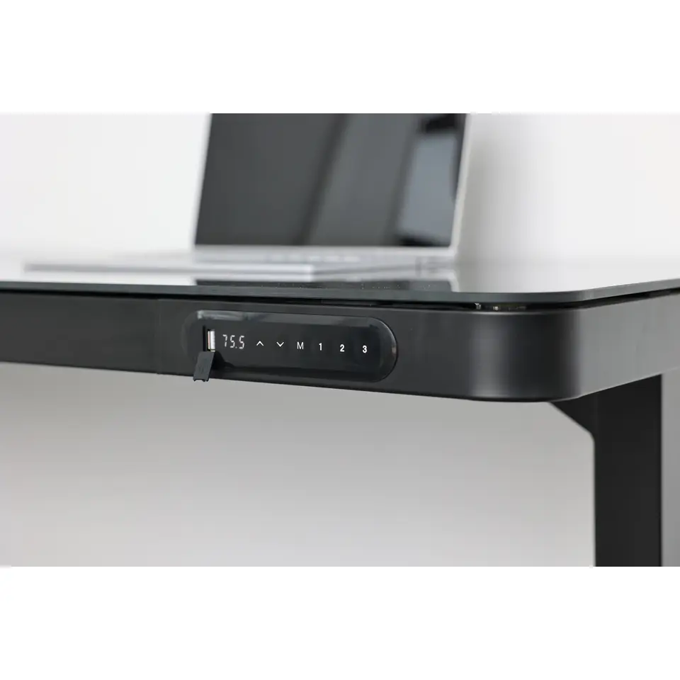 Elektrisch verstelbaar bureau / thuiswerkplek - 120x60 cm - Glas zwar