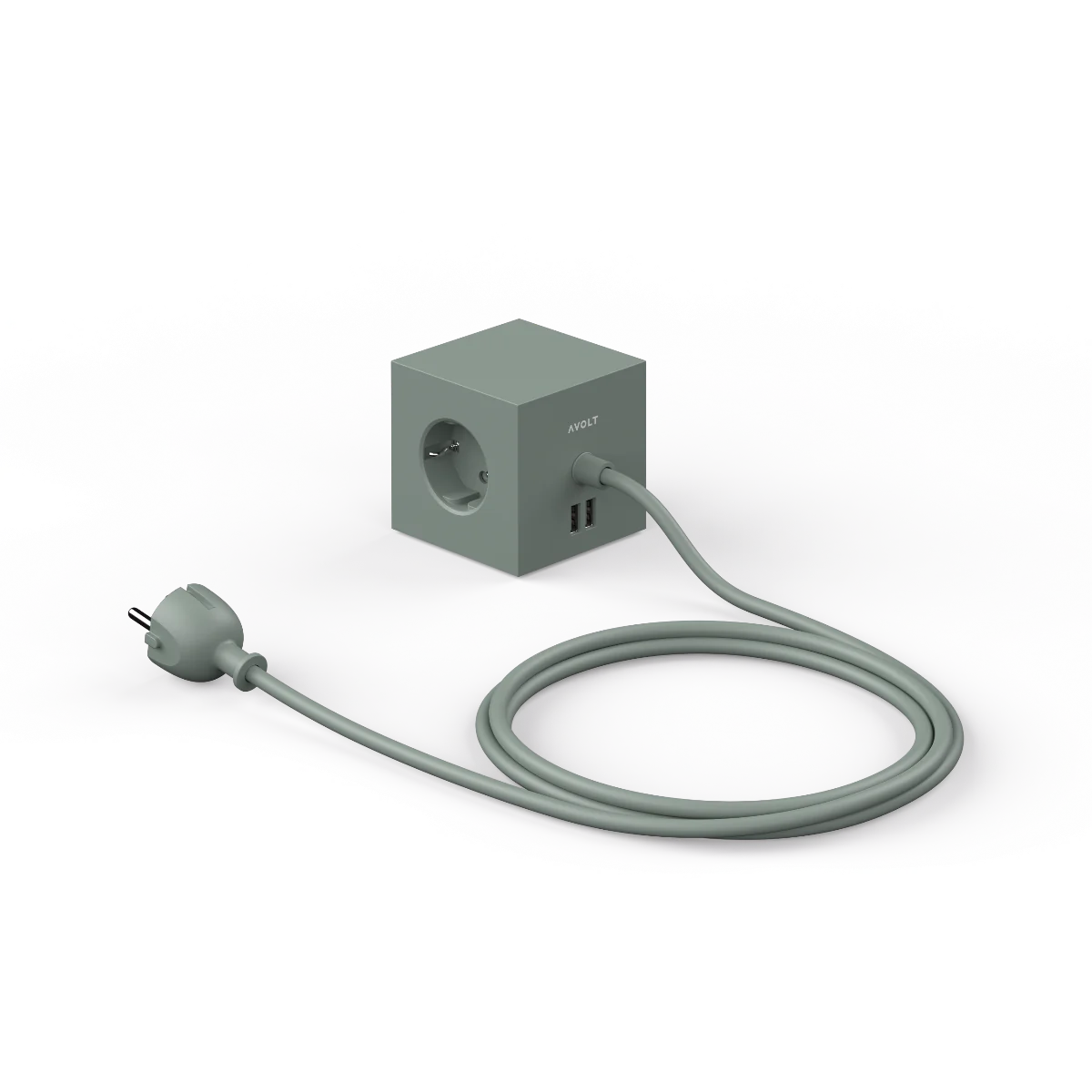 AVOLT  Square, USB & magnet Stikdåse - Oak Green