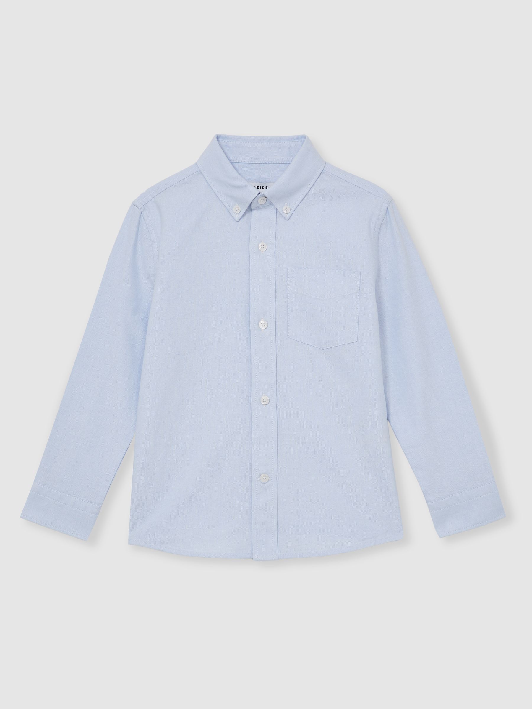Zachtblauw - Reiss Greenwich Oxford overhemd met knopen
