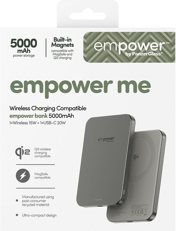 PanzerGlass - empower Bank - Powerbank - Zilver - 5000 mAh