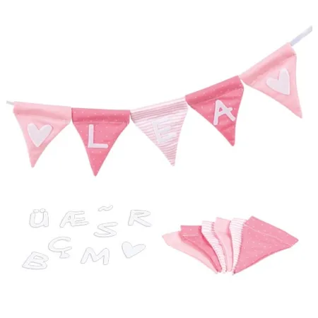 goki Buchstabenwimpelkette rosa, mit 10 Wimpeln