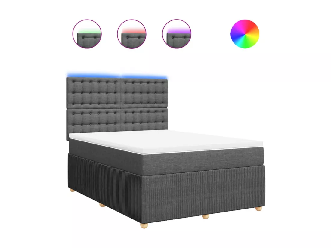 Sommier à lattes de lit avec matelas Gris foncé 160x200cm Tissu
