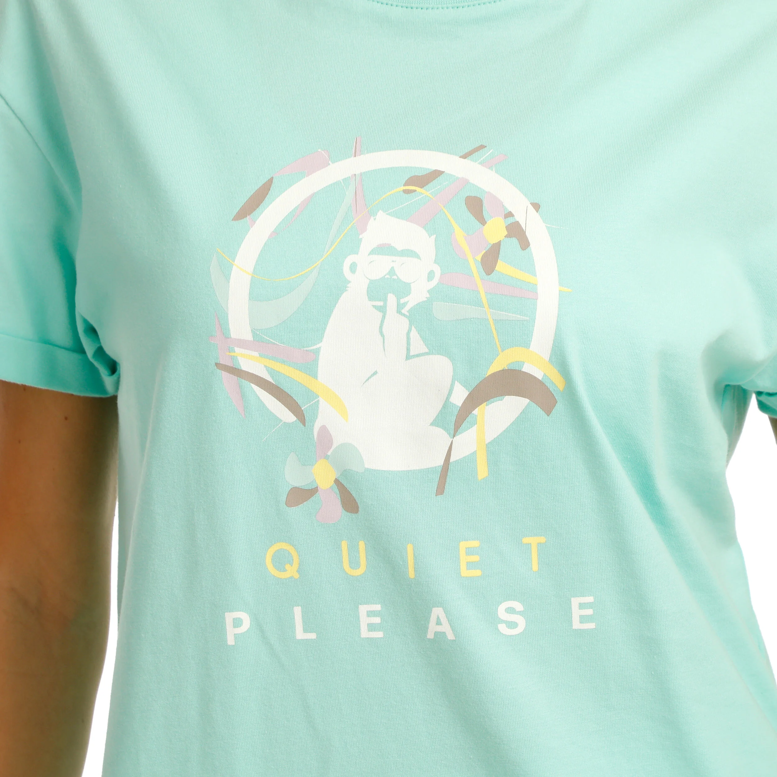 Quiet Please Wild Sketchy T-shirt Femmes - Turquoise , Multicouleur