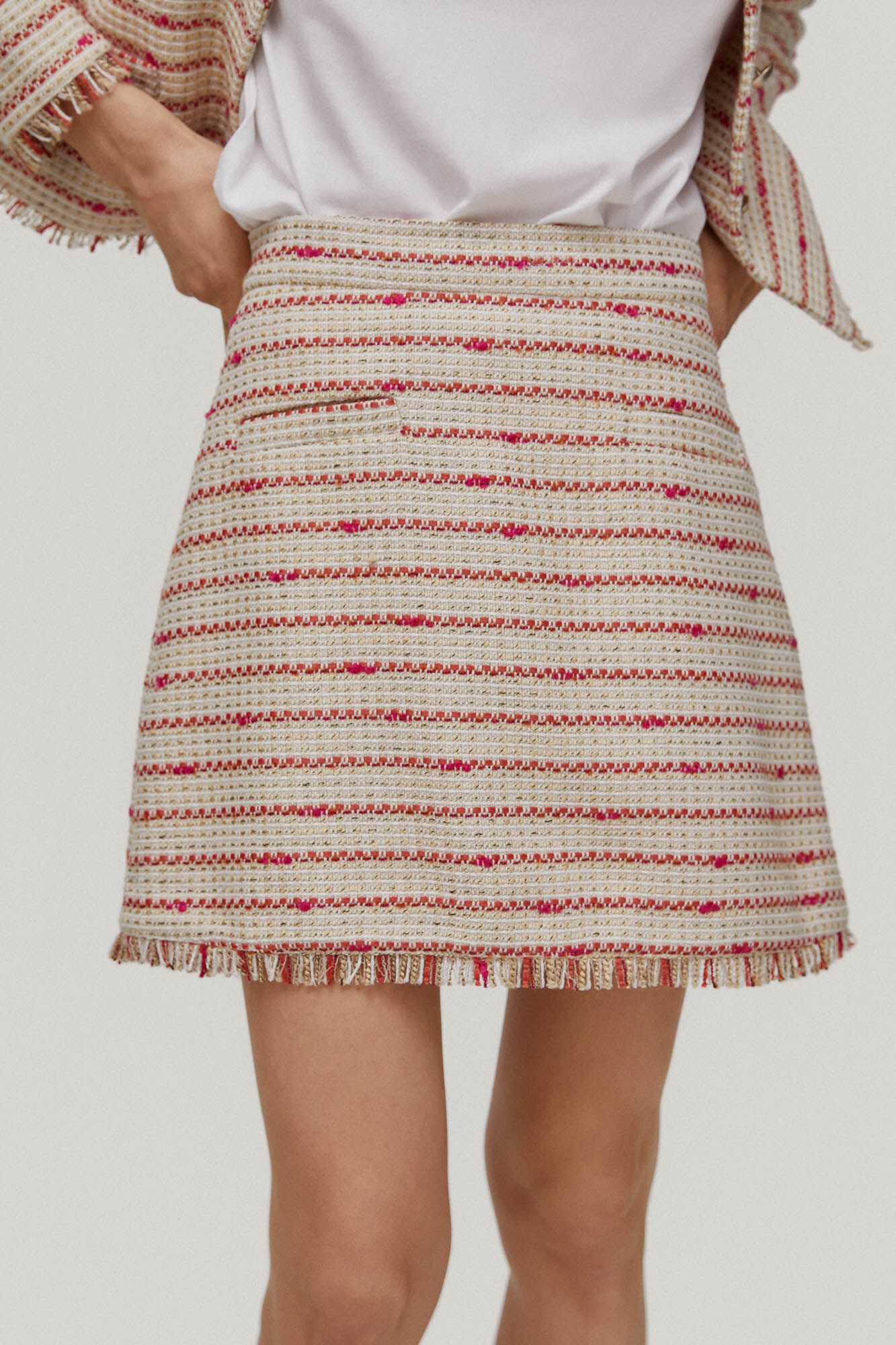 Minissaia de tweed - Marfim