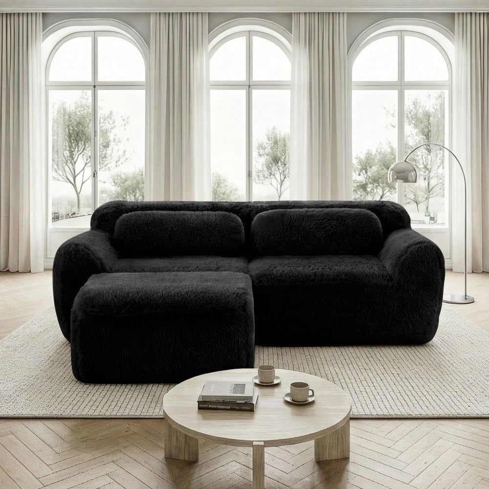 Superweiches Samtsofa für Zwei Personen mit Eckfunktion - beliebig kombinierbar, inklusive Kissen - hoch elastischer Schaumstoff, mühelos zusammenzubauen
