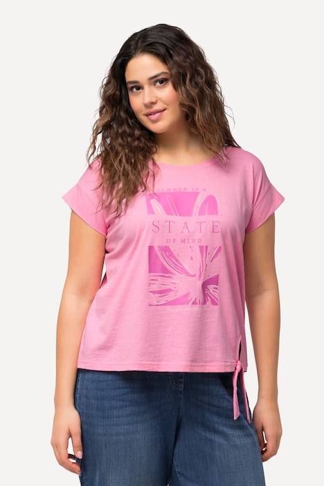 Top, Saumband, Oversized, Rundhals, Cup-Ärmel