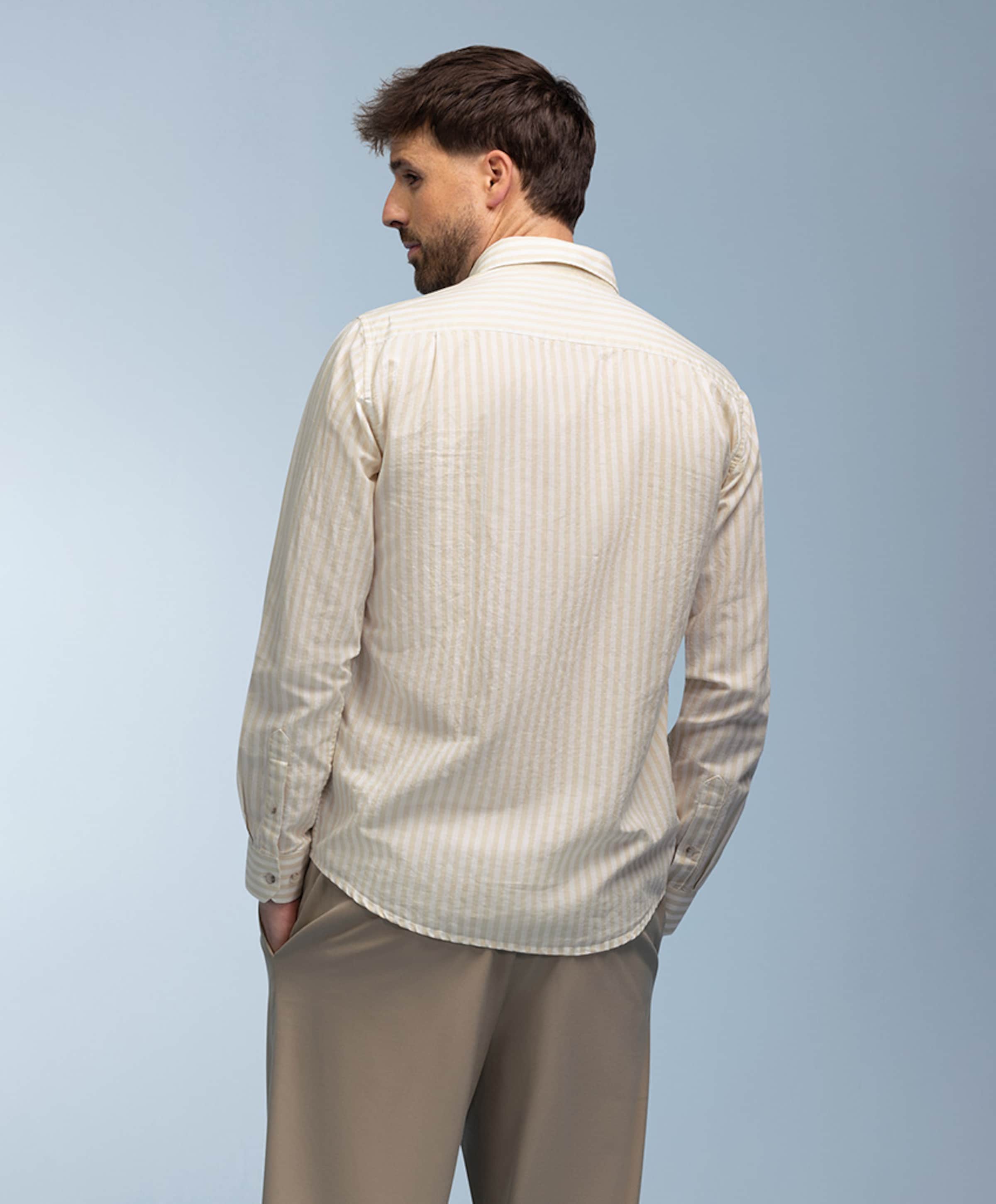 Bluefields Heren overhemd lange mouw beige