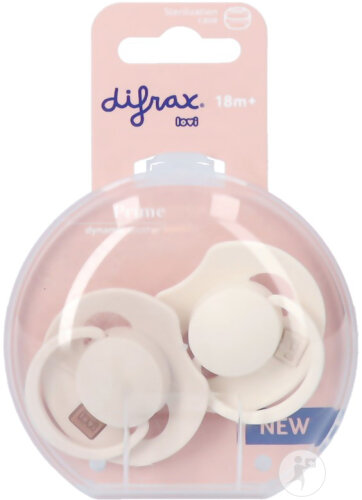 Difrax Prime Dynamic Sucette 18 Mois+ Coconut/Ivory 2 Pièces