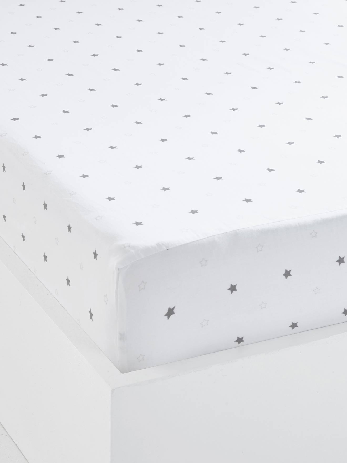 Lençol de bebê com elástico STARFALL branco/estrelas
