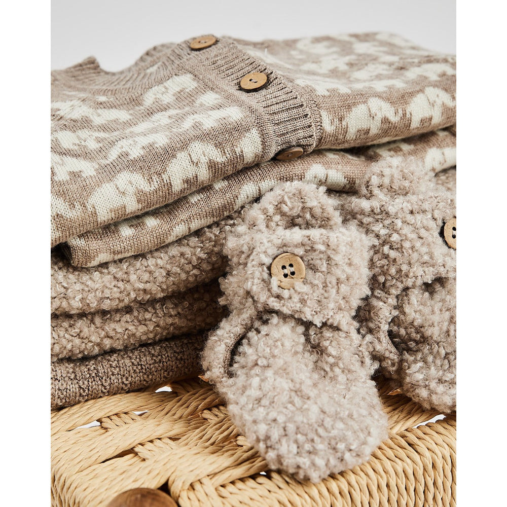 Køb Smallstuff Nature Melange Cardigan Square Strik Merino Uld