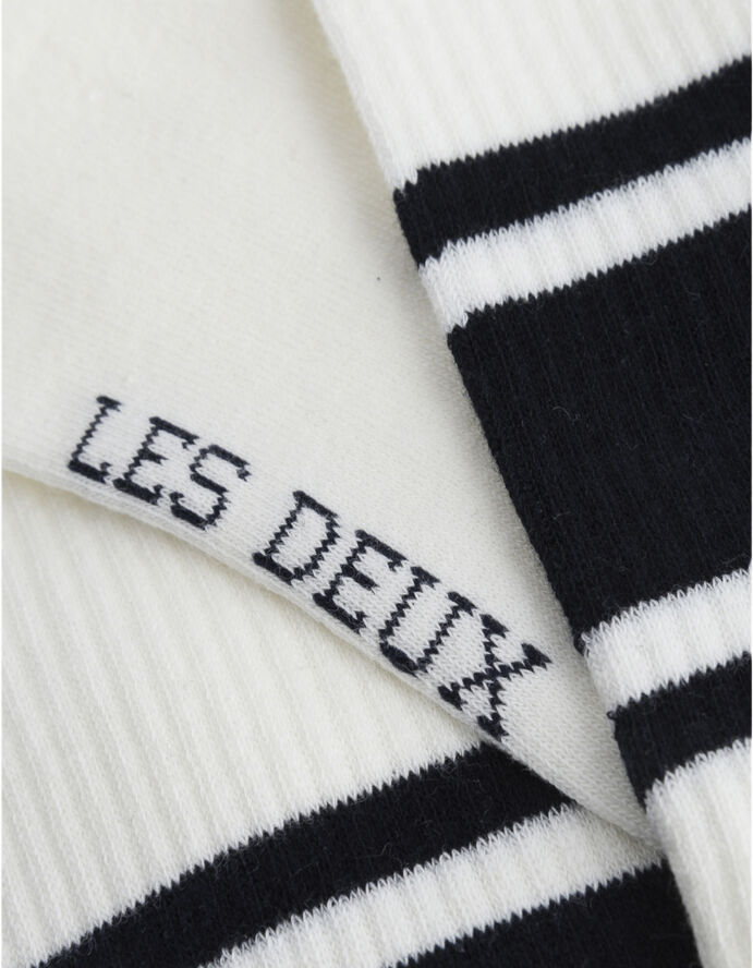 Les Deux William Stripe 2-Pack Socks Råhvid