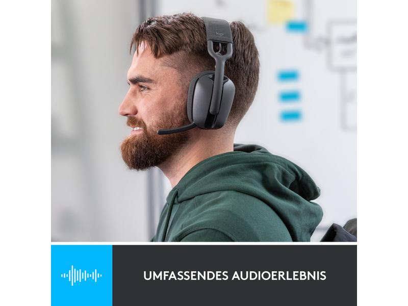 Logitech Headset Zone Vibe 100 Graphite Kabelloses Office-Headset mit leichtem und komfortablem Design