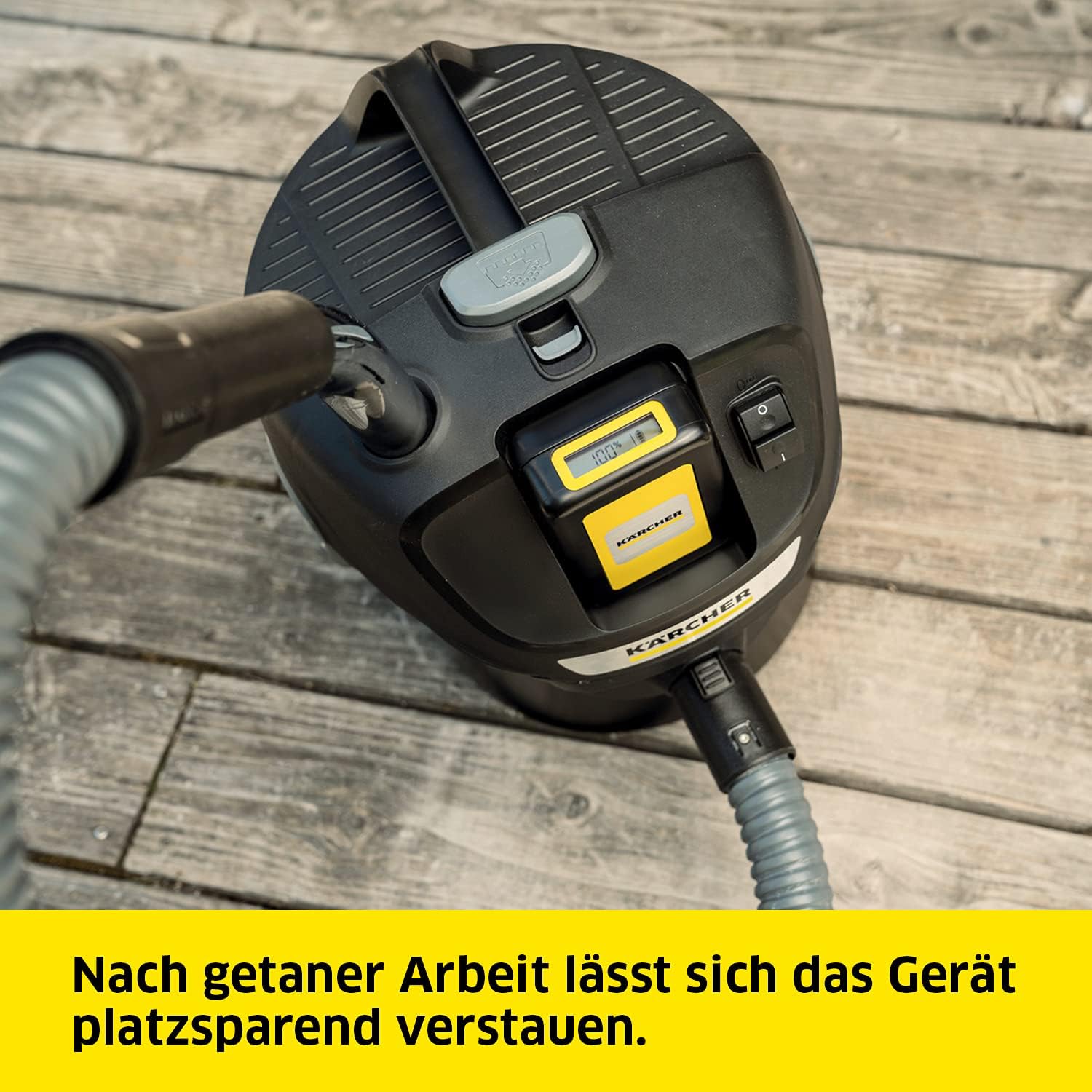 Kärcher 18 V Akku-Asche- und Trockensauger AD 2 Battery Set ideal für Kamin- und Pelletöfen, inkl. 18 V/2,5 Ah Akku und Schnellladegerät, flammhemmendes Material, Saugschlauch: 1,2 m