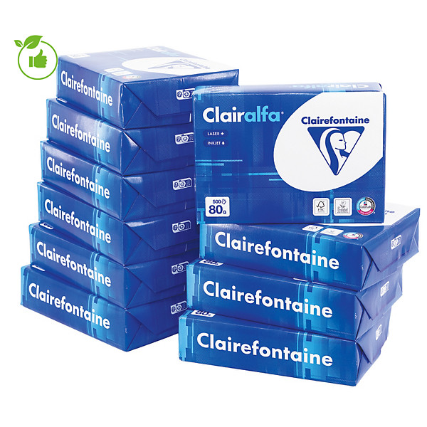 Papier blanc Clairalfa Clairefontaine A5 80g, 10 ramettes de 500 feuilles