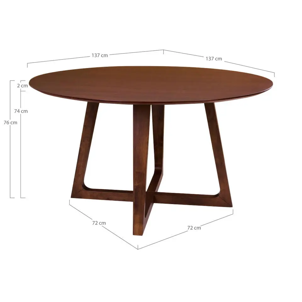 House Nordic Eetkamertafel Hellerup Walnoot Ø137 cm