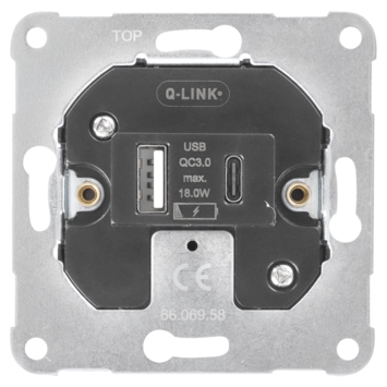 Q-LINK Inbouw basiselement USB-A   USB-C