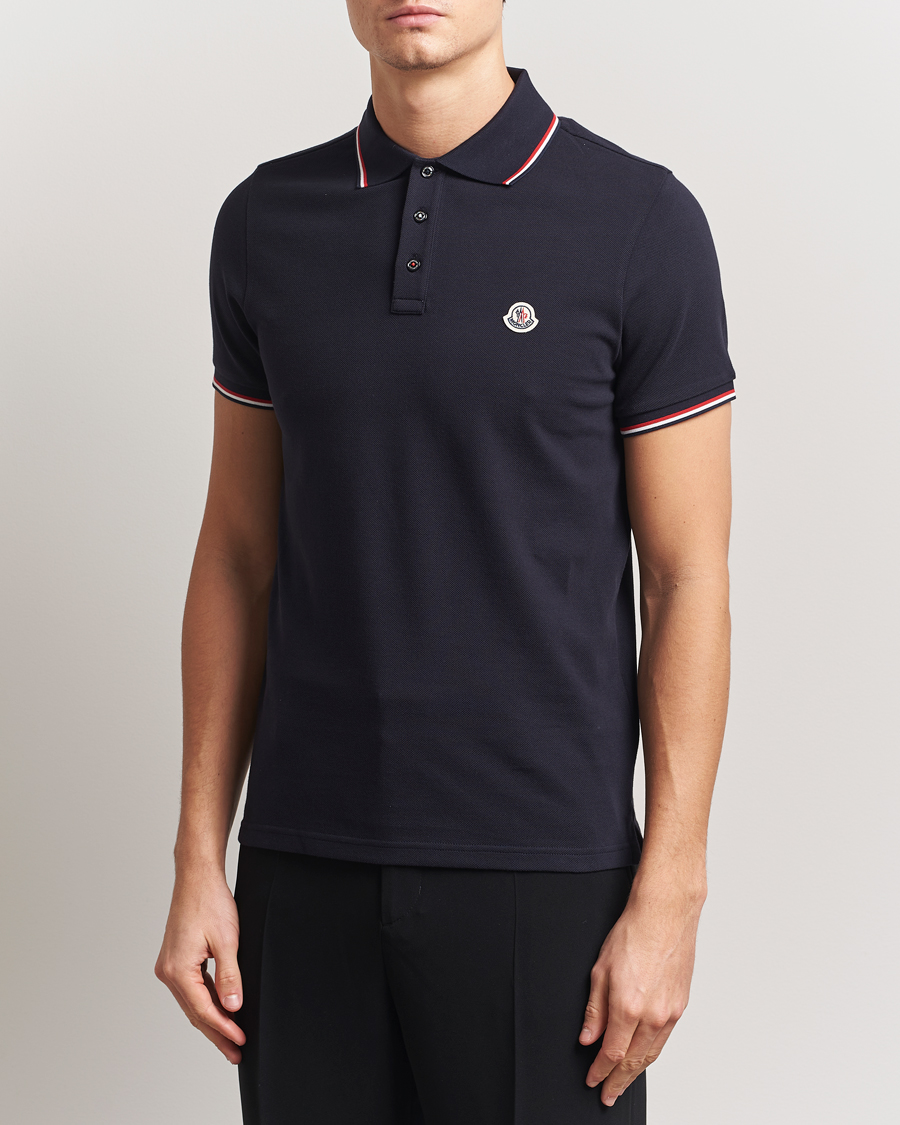 Moncler Contrast Rib Polo Navy