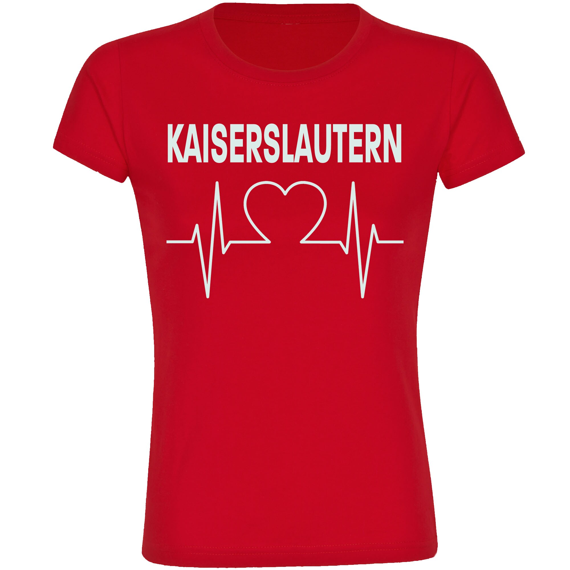 multifanshop® Damen T-Shirt - Kaiserslautern - Herzschlag - Druck weiß