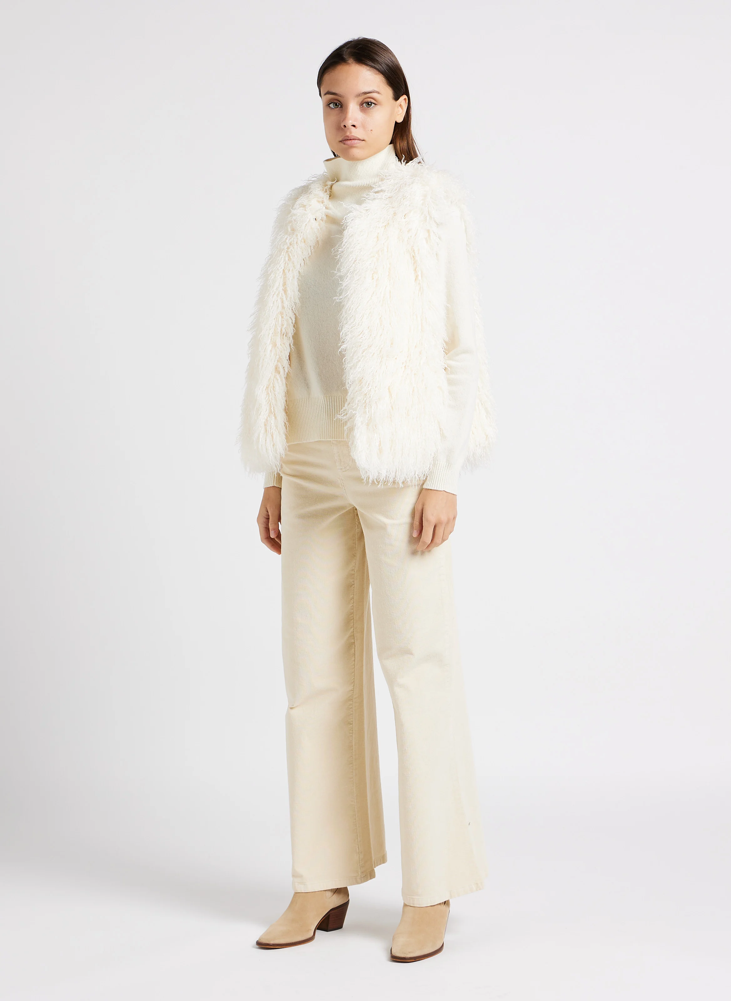 RICEVUTA - Pantalon large en coton mélangé| Blanc