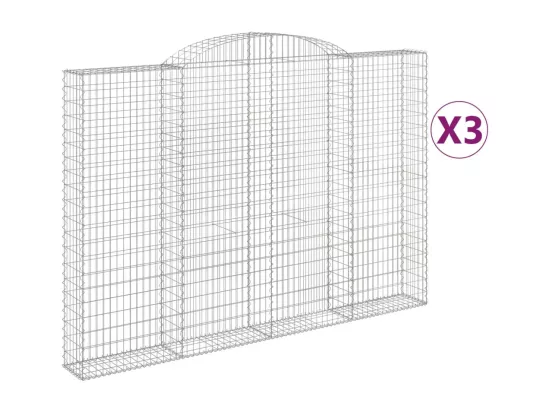 Paniers à gabions arqués 3 pcs 300x30x200-220 fer galvanisé