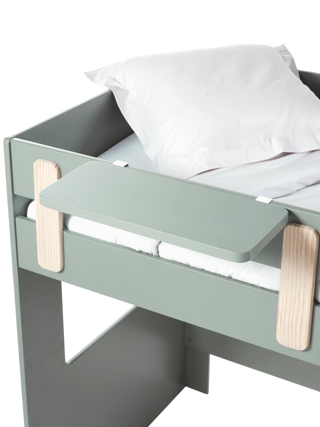 Prateleira/mesa de parede lisa verde-escura para beliche