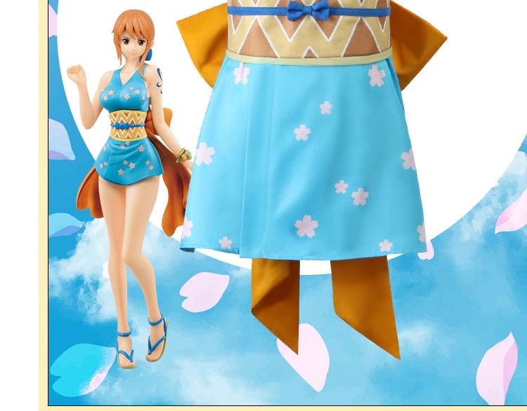 Bloomsoon - One Piece Nami Cosplay Kostuumset / Pruik / Geta Sandalen