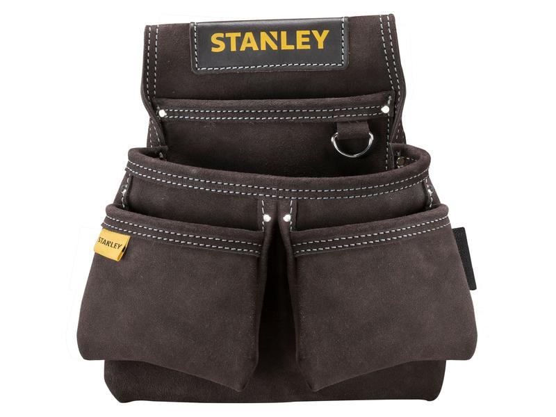 Stanley Gürteltasche Leder, doppelt Hammer- und Nageltasche aus echtem Leder mit praktischer Anordnung