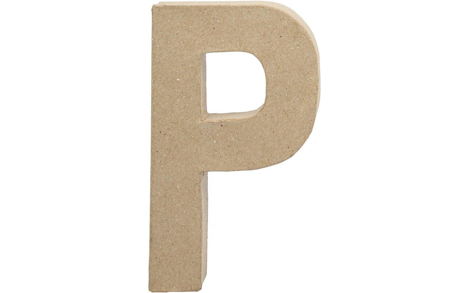 Papp-Buchstabe P 20.5 cmHandgearbeiteter Buchstabe aus Pappmaché