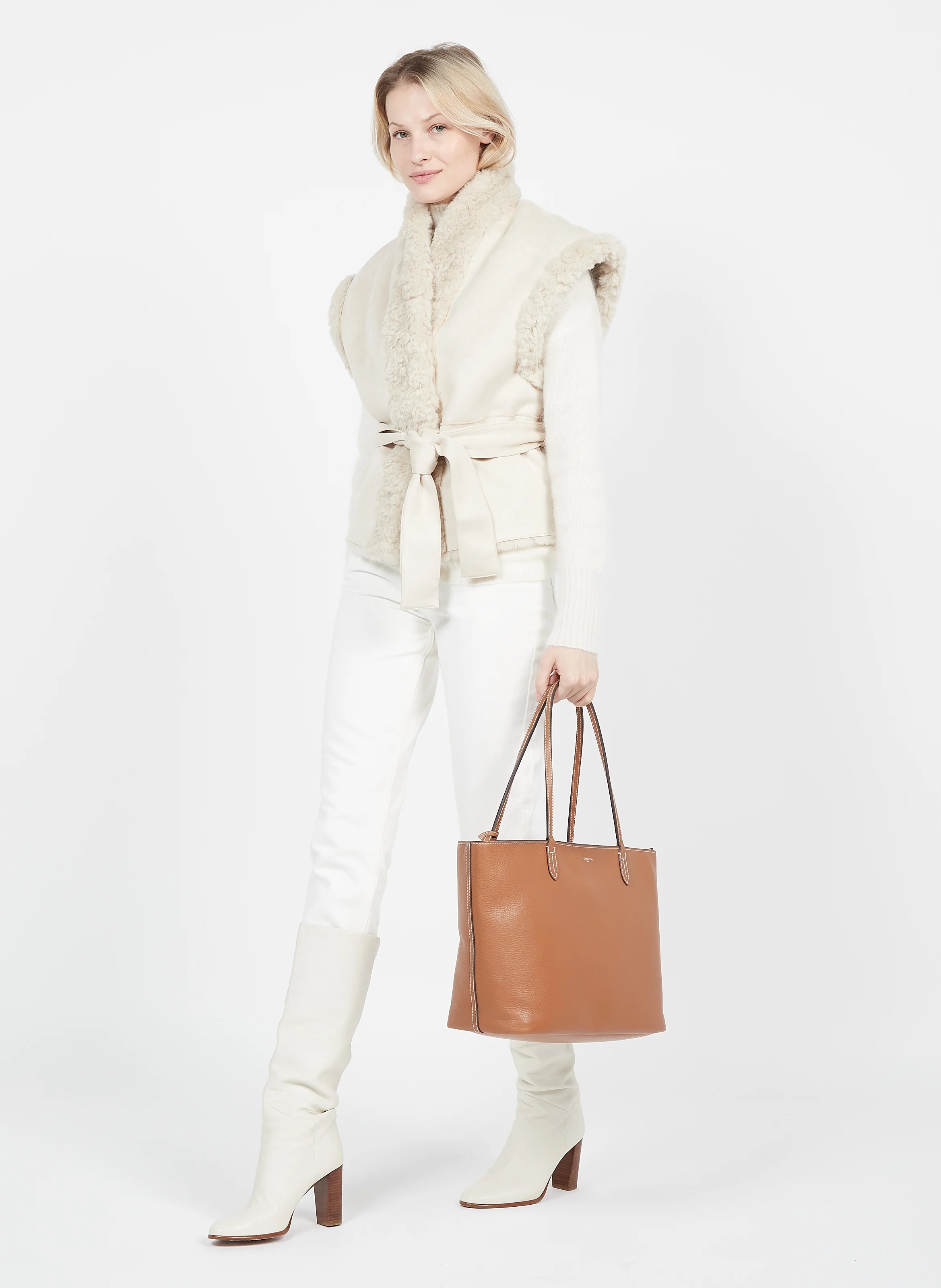 LOUISE - Sac porté épaule en cuir grainé | Marron