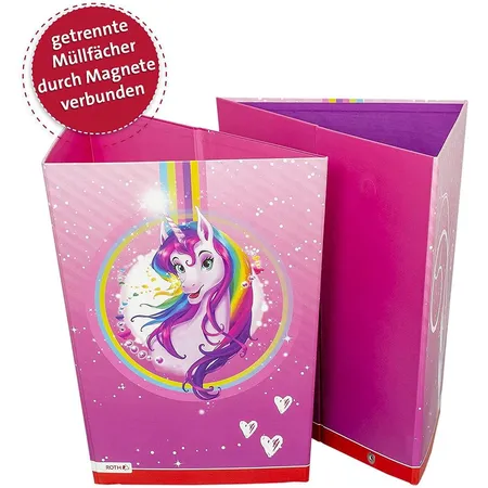 Roth Papierkorb Einhornportrait, 10 Liter, eckig, 2 Fächer