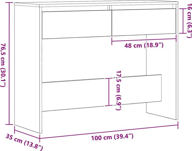 vidaXL - Console Tafel - Zwart Eiken - Engineered Wood
