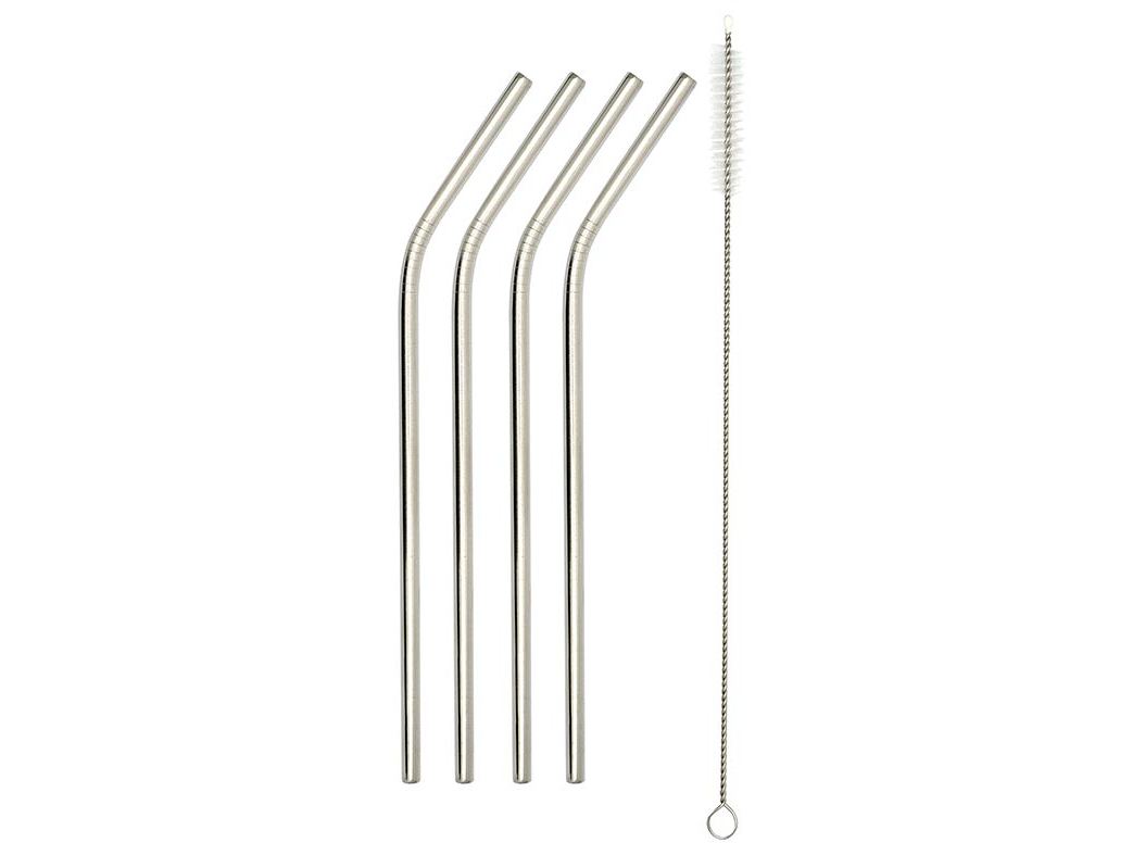 CONJUNTO DE 4 PALHINHAS ACTUEL DE INOX   1 ESCOVILHÃO