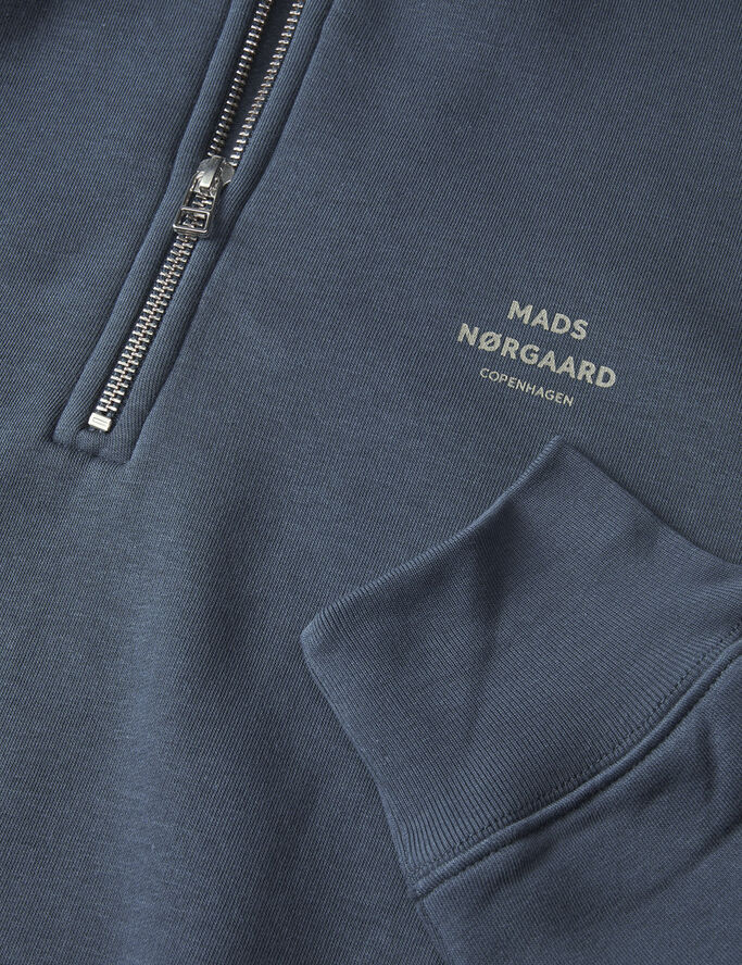 Mads Nørgaard - Copenhagen Standard Half Zip Logo Sweat Blå