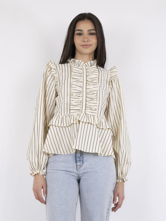 Neo Noir Hawaii Stripe Blouse Creme
