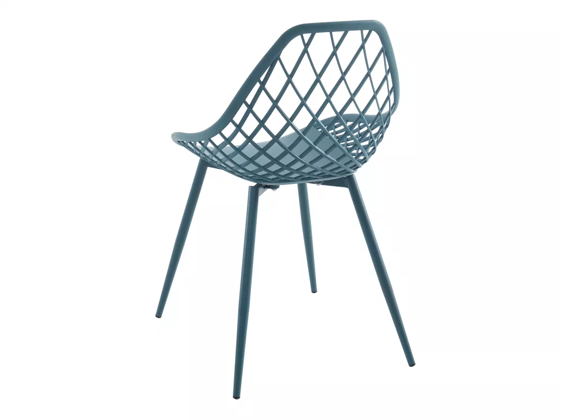 Lot de 2 chaises de jardin en polypropylène avec pieds en métal - Bleu canard - MALAGA de MYLIA