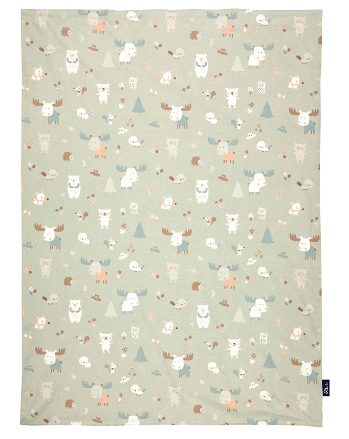 Kuscheldecke BABY FOREST (100x75) aus Baumwoll-Jersey in grün