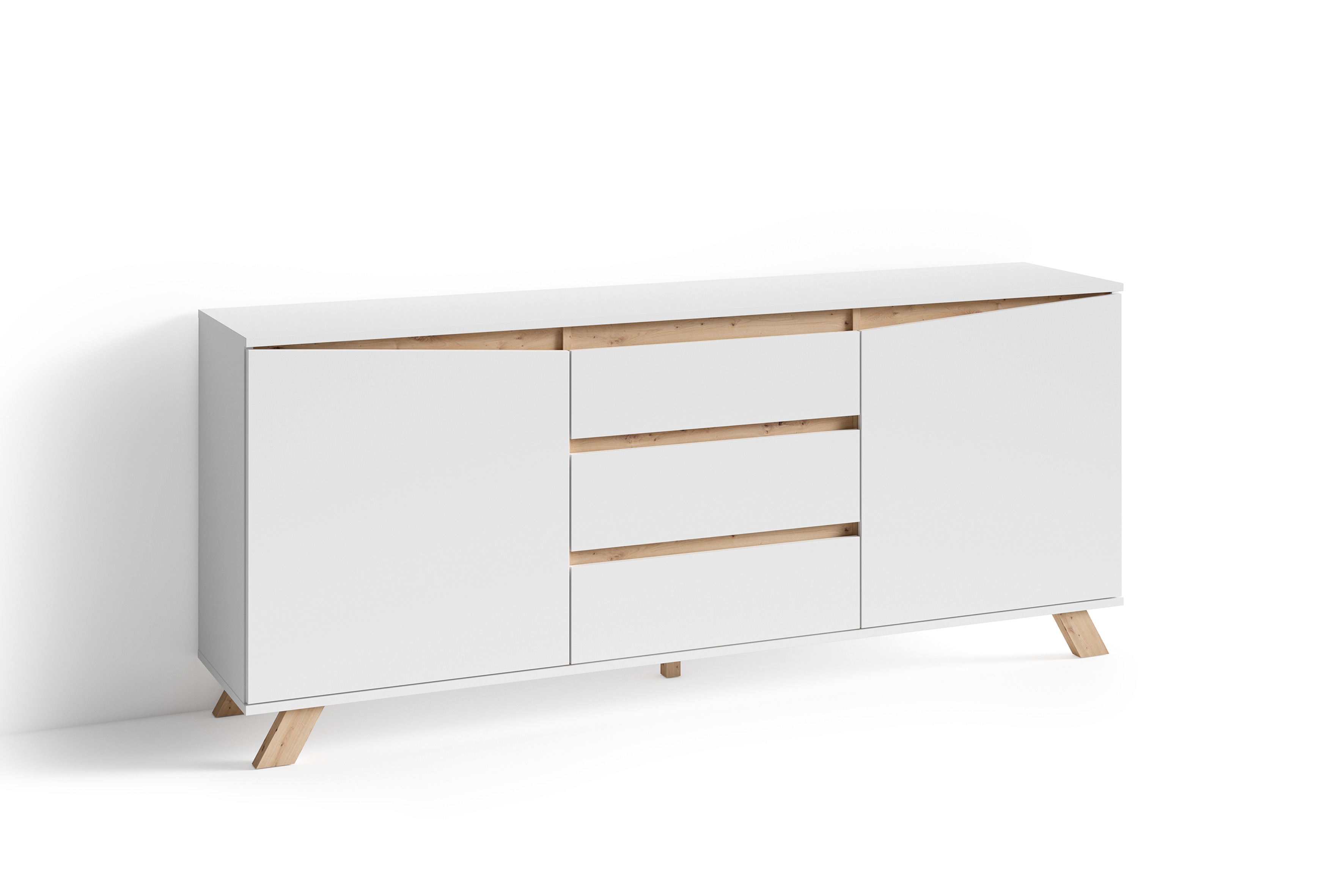 byLIVING Sideboard VALENTIN, Breite 180 cm, weiß/Artisan Eiche (Eiche-Optik)