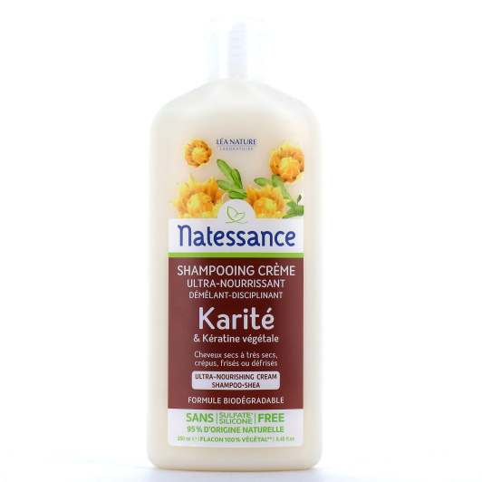 Shampooing ultra-nourrissant au karité et à la kératine Natessance