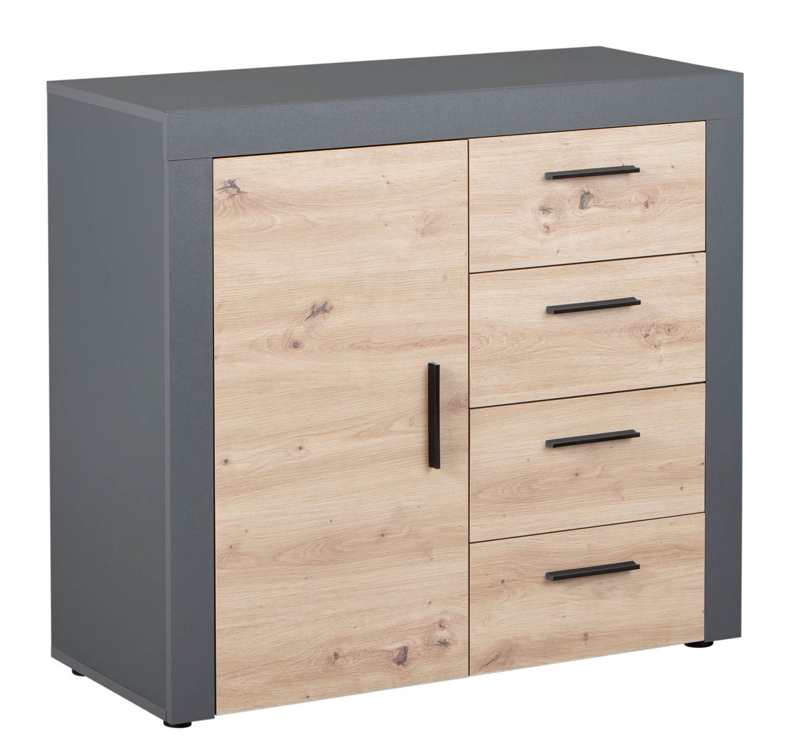 Kommode Roland 1T4S grau/braun 94x86x40 cm