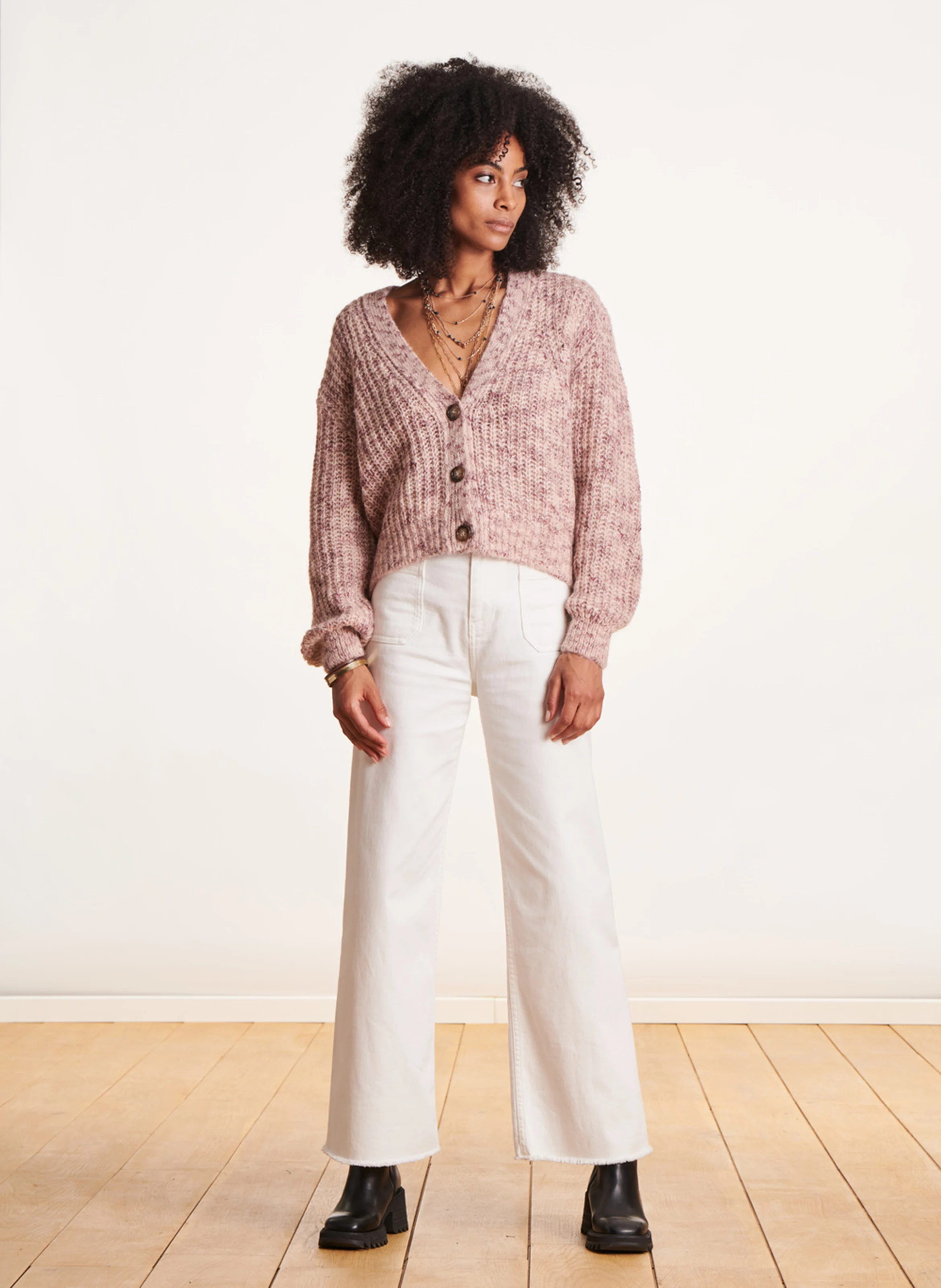 Gilet court à col V | Beige