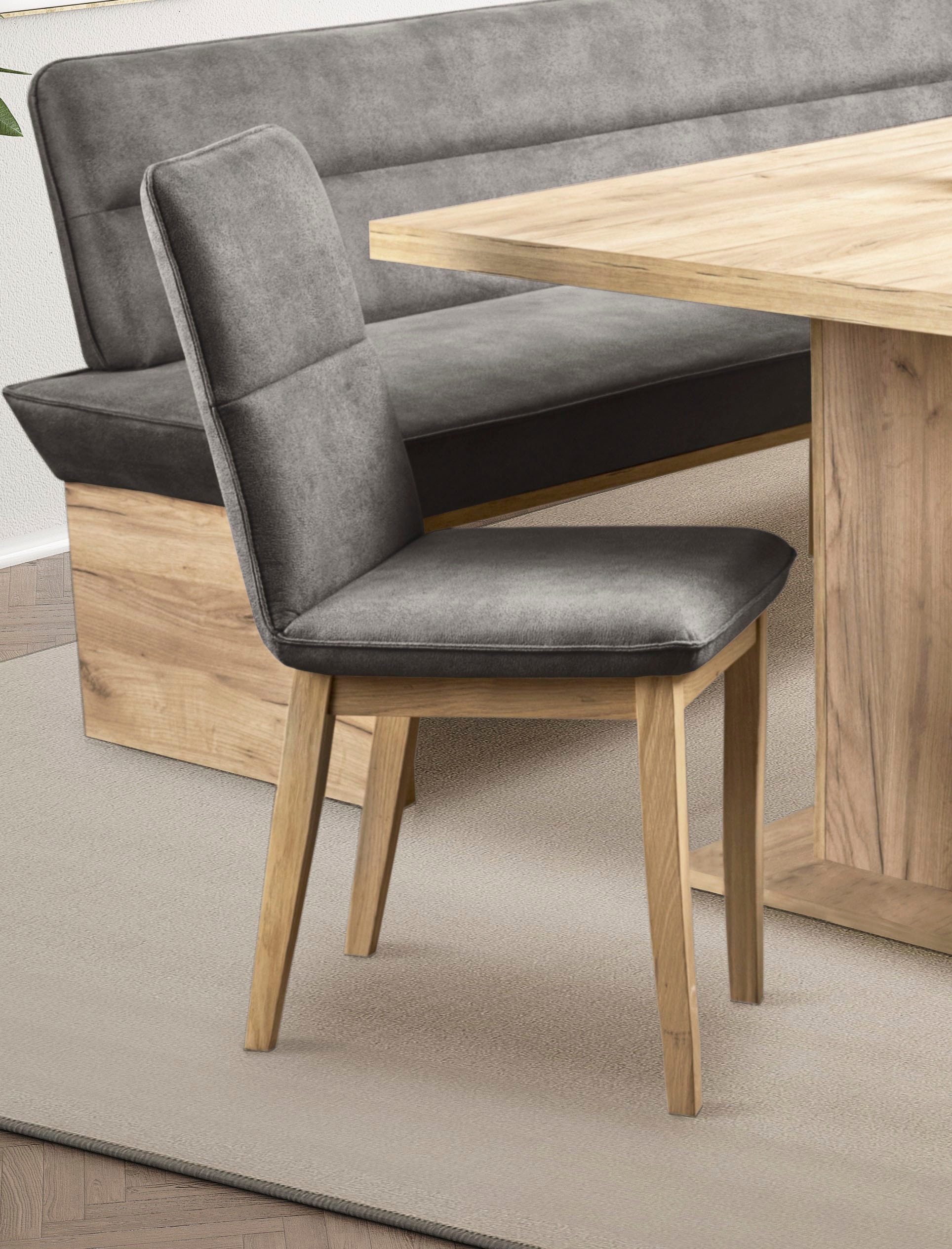 GOODproduct Eckbankgruppe »Beluna + Cross Essecke Sitzgruppe Eckbank Küchenbank« Set, Eckbank, 2 Stühle und Tisch, 4 Stk. tlg. Sitzgruppe Esszimmer Stühle Tisch und Bank bequem gepolstert