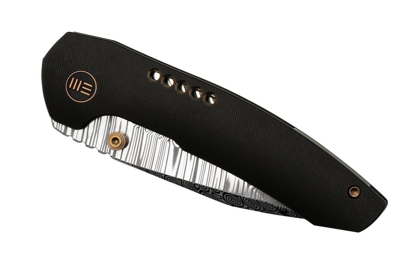 WE Knife Trogon WE22002B-DS1 Black Titanium, Heimskringla Damasteel zakmes