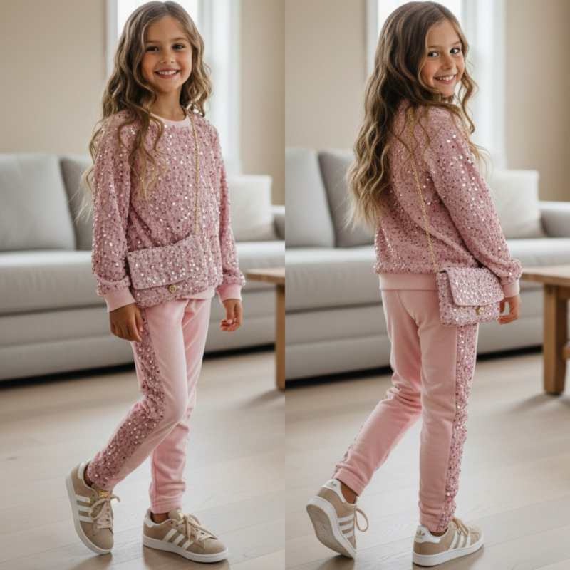 Twinkle velvet set   bag - lichtroze